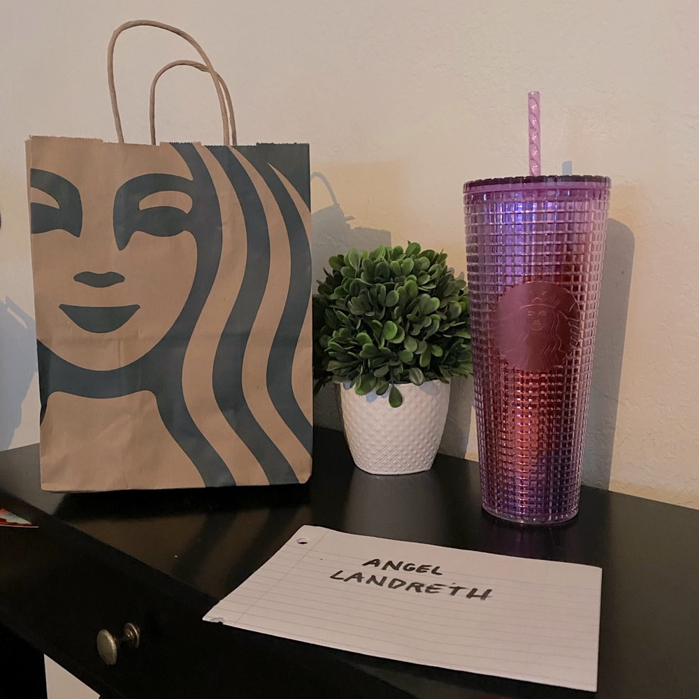 Purple Grid Starbucks Tumbler